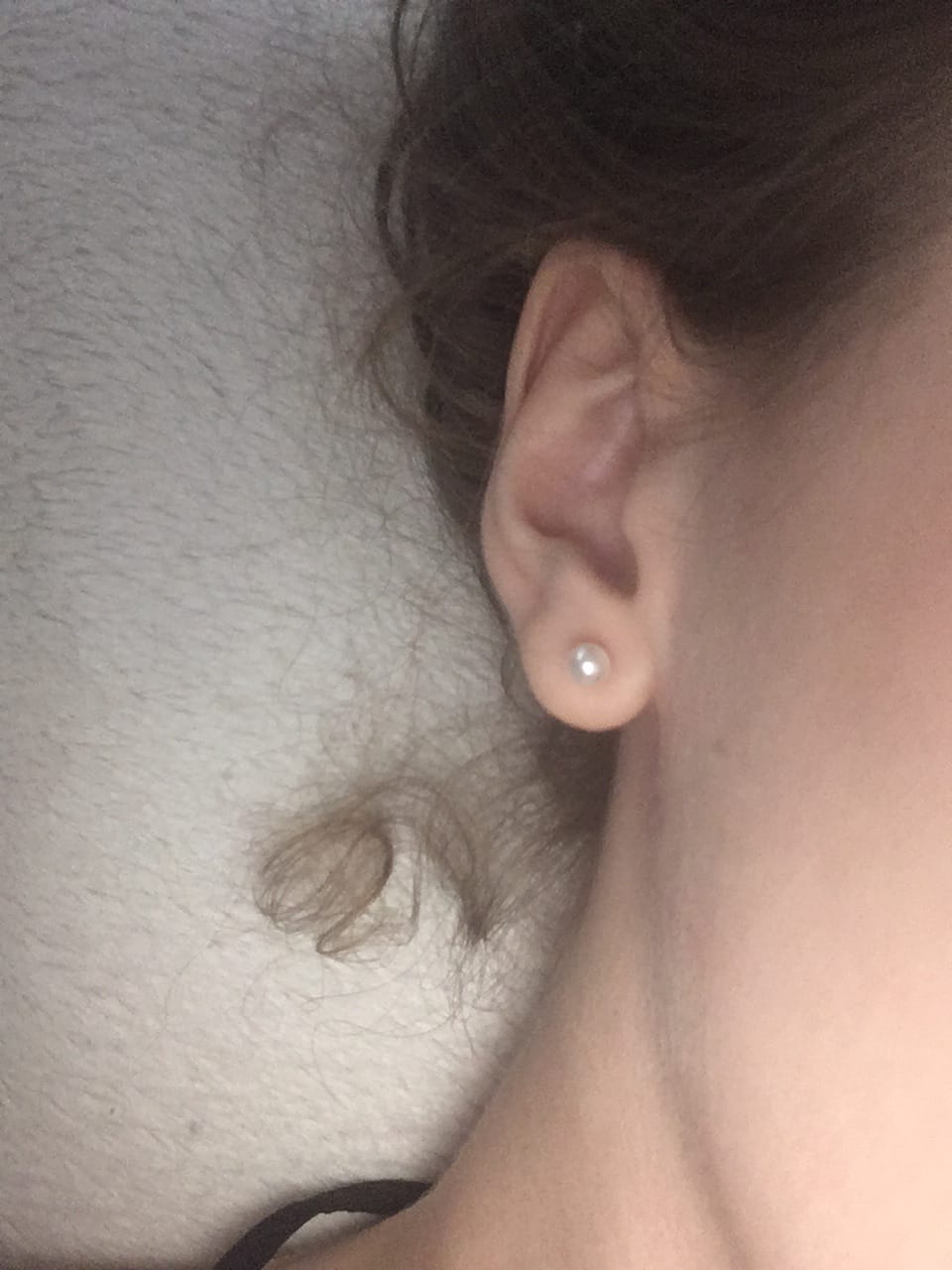 Customer photo review of Faux Pearl Studs Hypoallergenic Earrings for Sensitive Ears Made with Plastic Posts