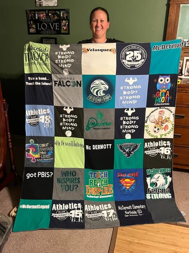T-shirt quilt featuring falcons by Veronika from TX