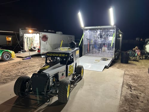 Customer photo review of Racing Trailer Pit Light – Dual 5 Foot Pole 20,000 Lumens