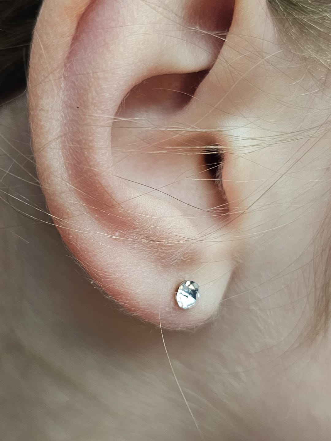 Customer photo review of Petite Faux Diamond Studs Hypoallergenic Earrings for Sensitive Ears Made with Plastic Posts