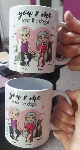 Customer photo review of You and Me (and the Dogs) Personalized Love Mug ❤️🐶