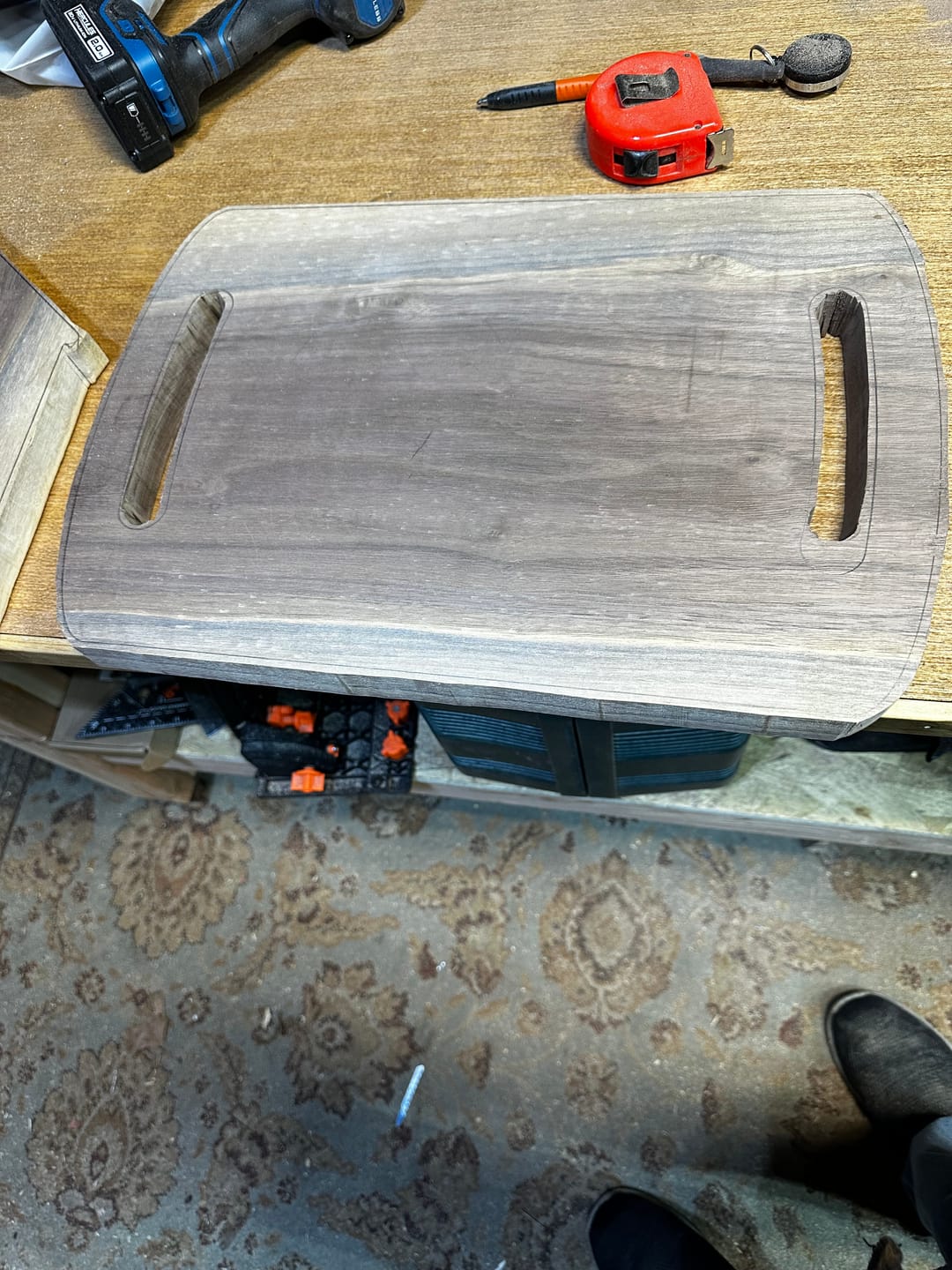 Customer photo review of 17.75x11.75" Oblong Dual Handle Serving Board Acrylic Router Template