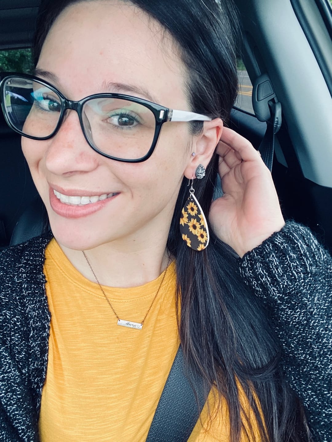 Customer photo review of Teardrop Faux Druzy Studs Hypoallergenic Earrings for Sensitive Ears Made with Plastic Posts