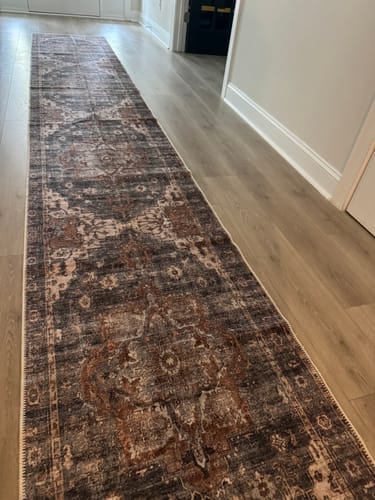 Customer photo review of Distressed Vintage Cezanne in Grey : Runner Rug