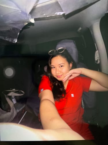 Customer photo review of Jogger MoveTech® Scrub Pants - Women / Cherry Pop