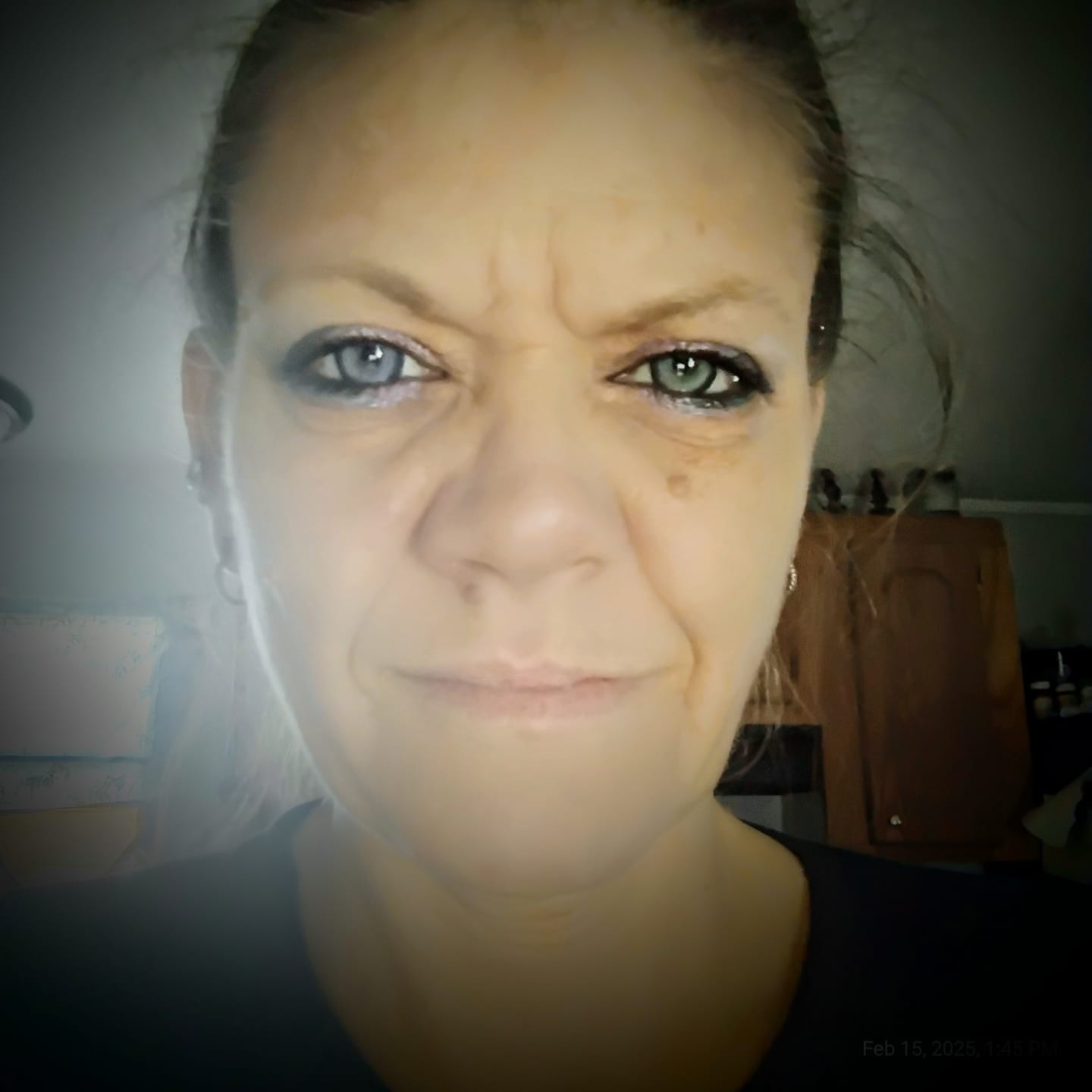 Customer photo review of Aine Swan Lake Blue Prescription Colored Contact Lenses