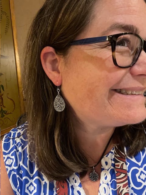 Customer photo review of Paisley Teardrop Dangles Hypoallergenic Earrings for Sensitive Ears Made with Plastic Posts
