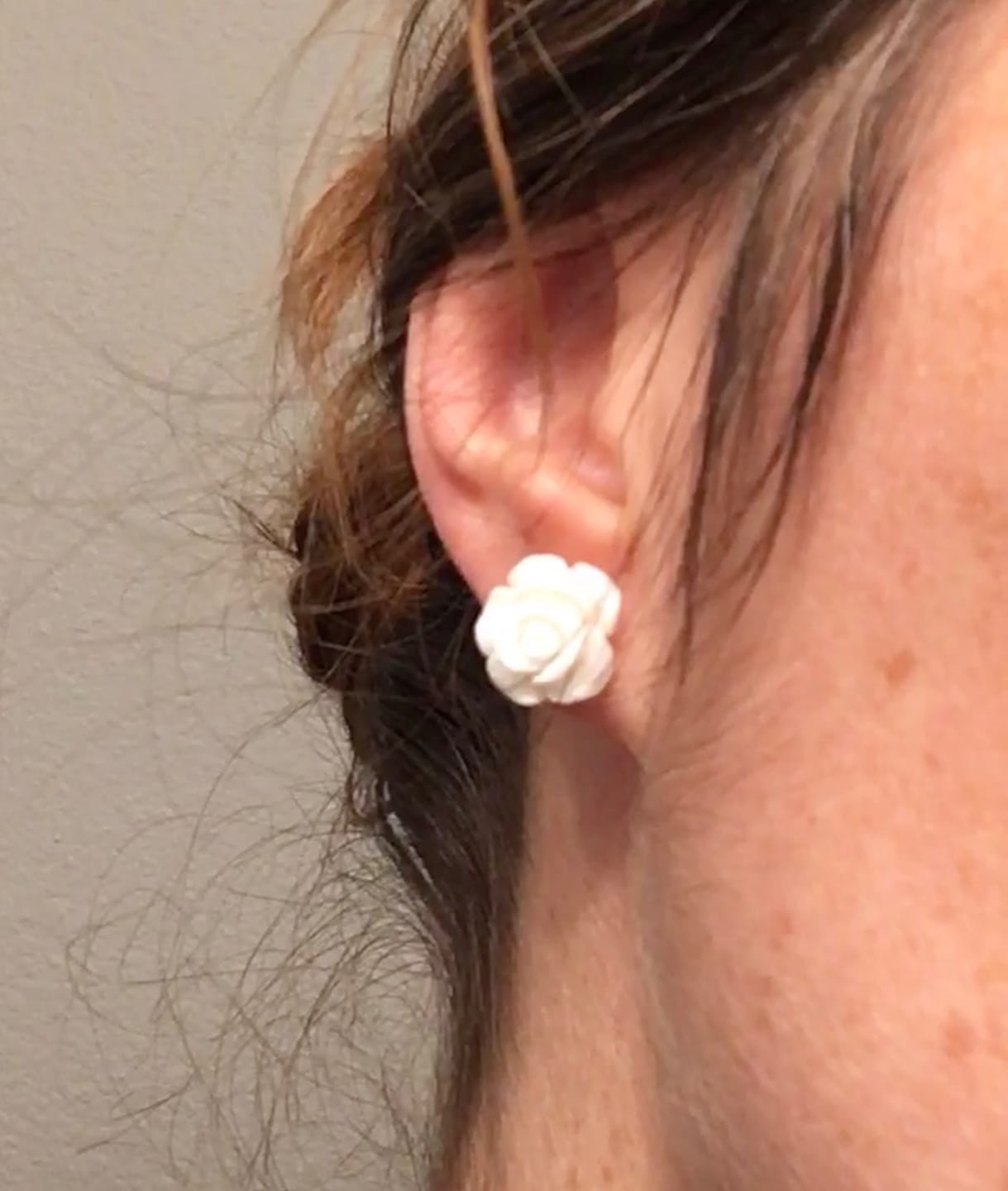 Customer photo review of Matte Rose Studs Hypoallergenic Earrings for Sensitive Ears Made with Plastic Posts