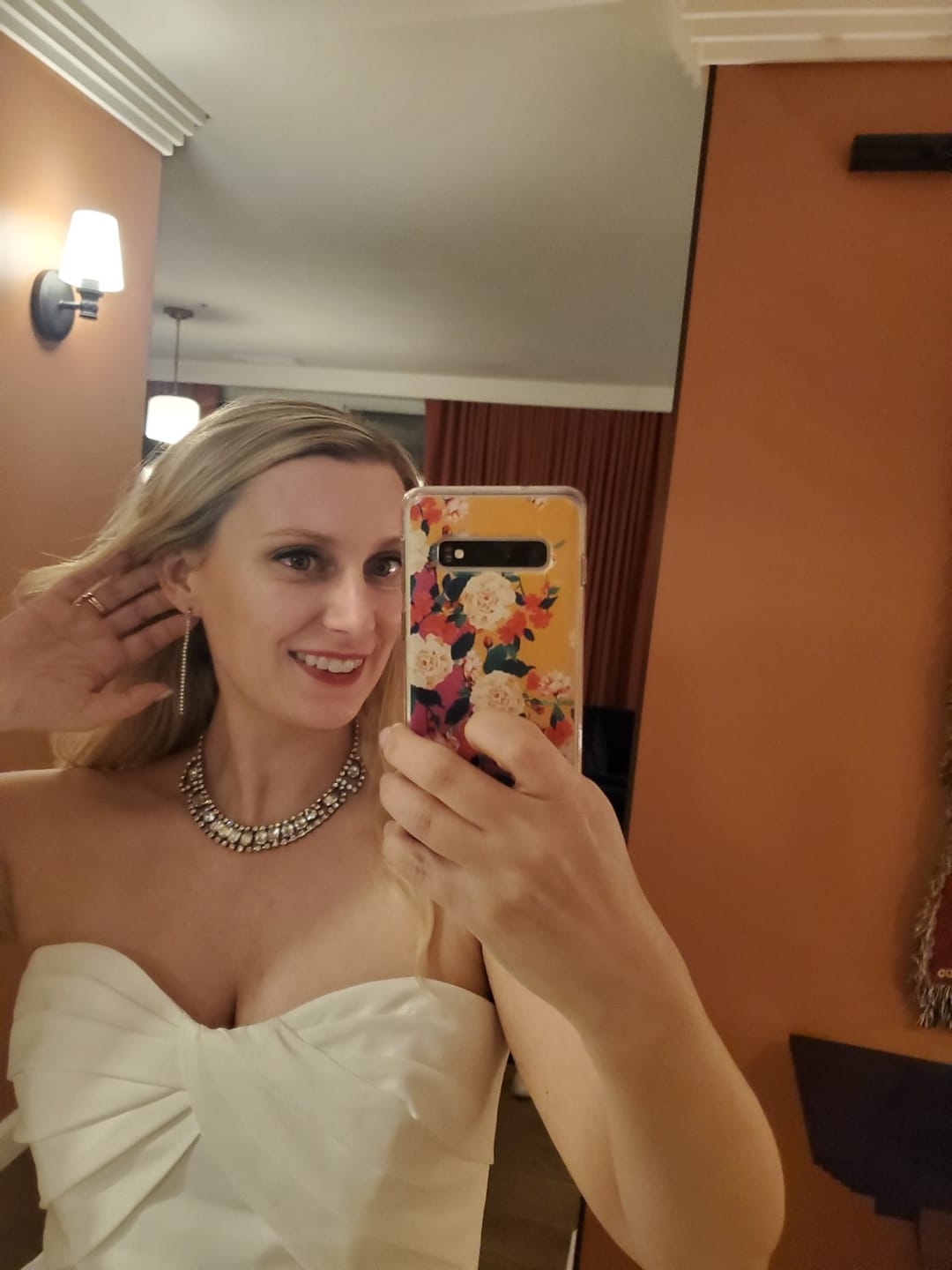 Customer photo review of Faux Diamond Drip Dangles Hypoallergenic Earrings for Sensitive Ears Made with Plastic Posts