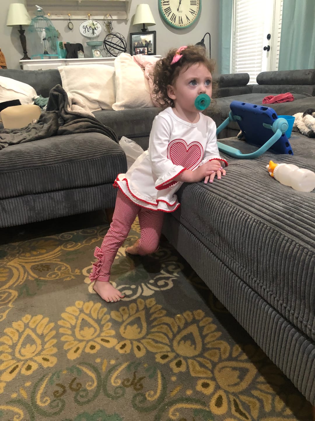 Customer photo review of Valentine Heart Red Stripe Milly Tunic Legging Set