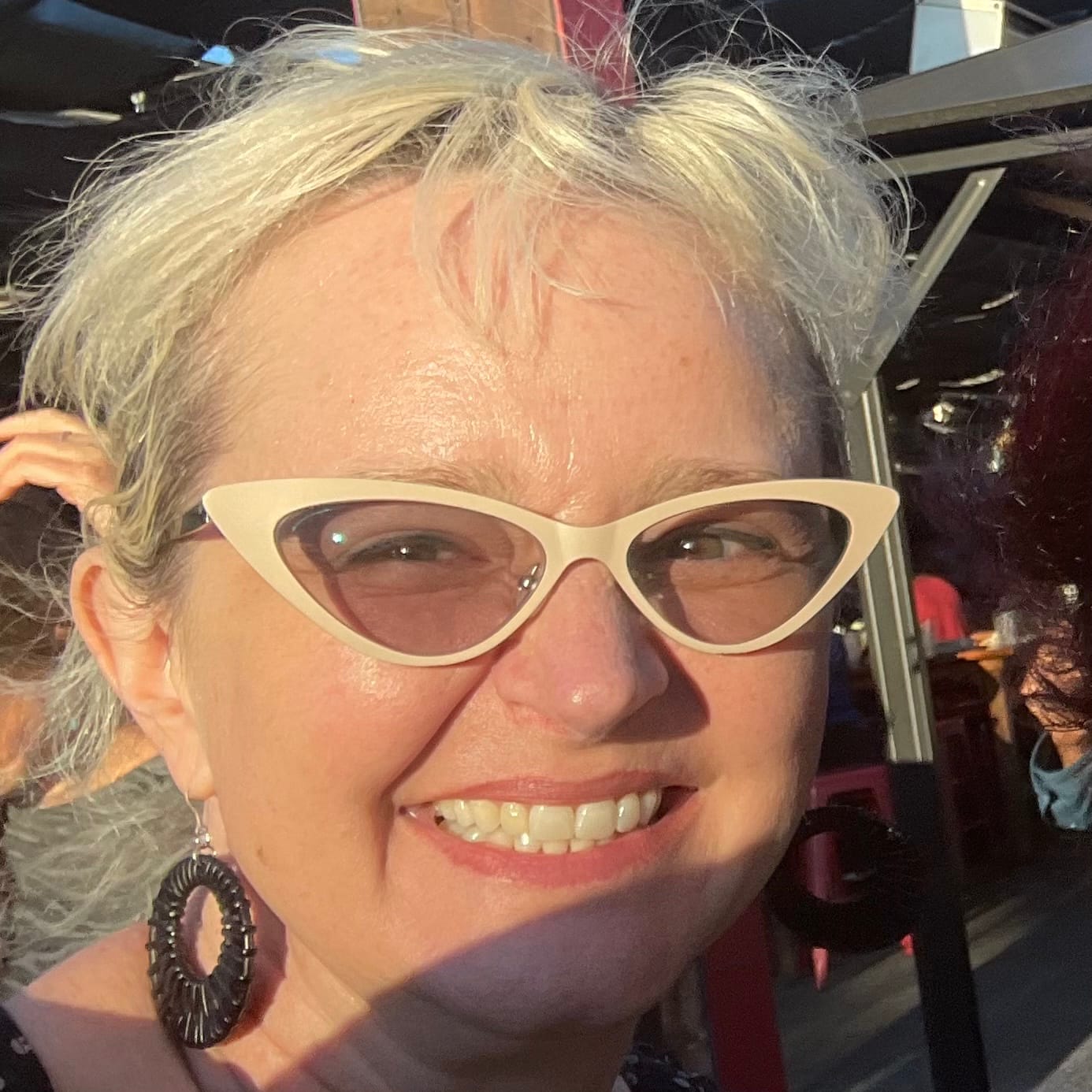 Customer photo review of Beachy Hoop Dangles Hypoallergenic Earrings for Sensitive Ears Made with Plastic Posts