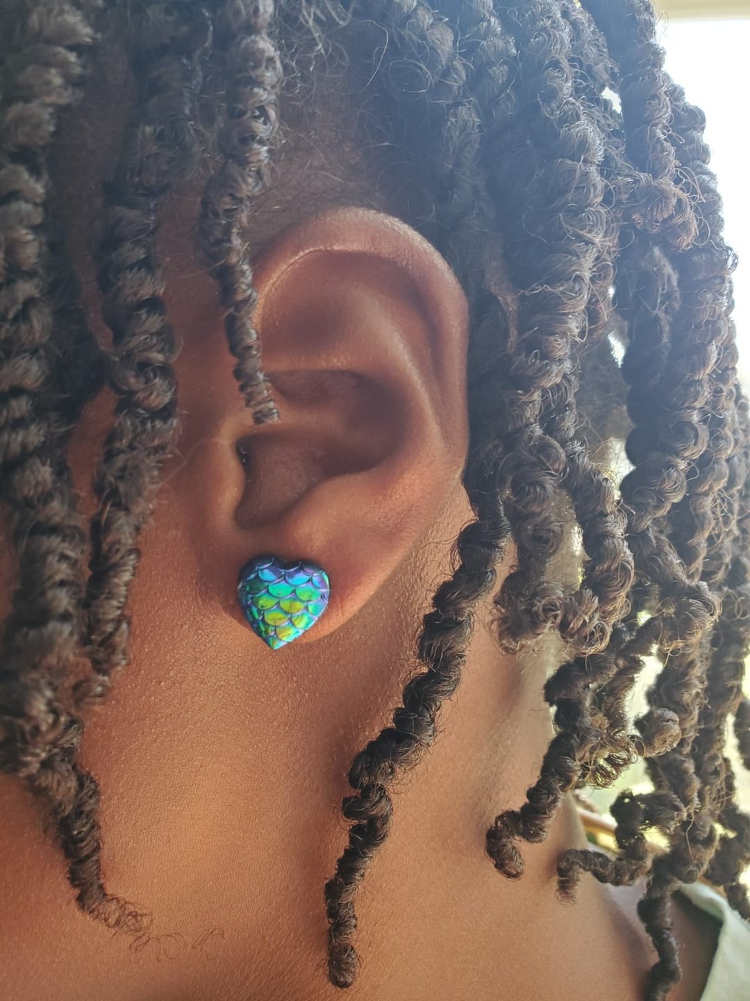 Customer photo review of Heart Mermaid Studs Hypoallergenic Earrings for Sensitive Ears Made with Plastic Posts