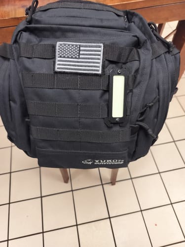 Customer photo review of Glow In The Dark Web MOLLE Emergency Identifier | ONE SHEAR®