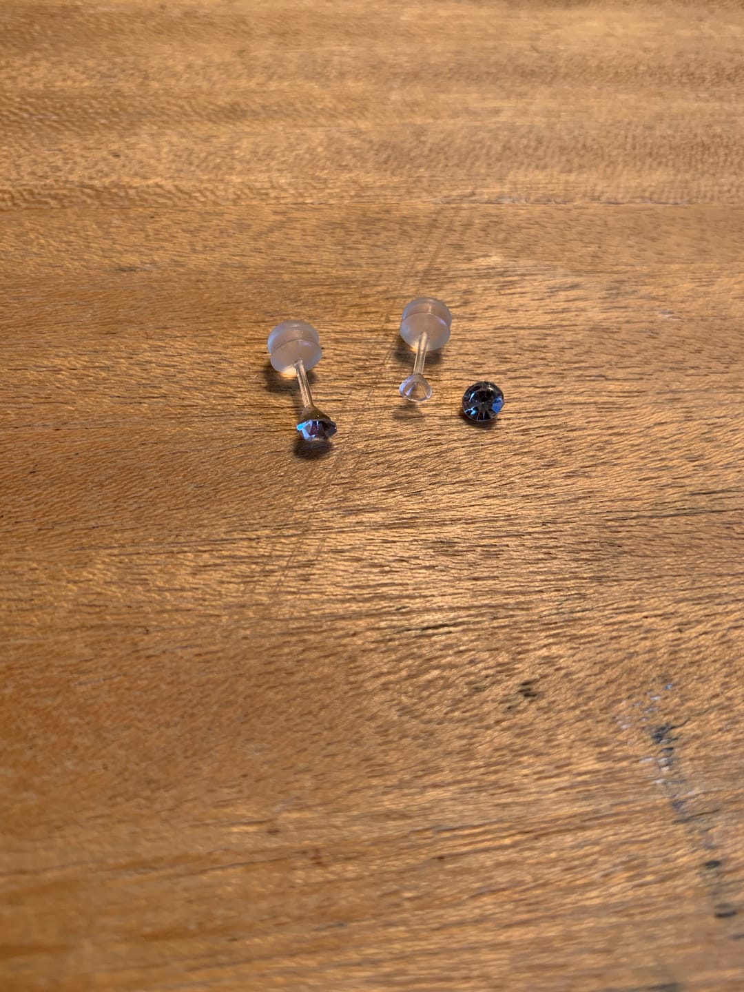 Customer photo review of Petite Faux Diamond Studs Hypoallergenic Earrings for Sensitive Ears Made with Plastic Posts