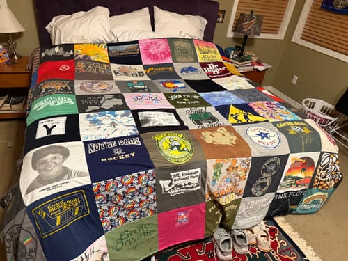 T-shirt quilt featuring notre dame hockey by Joseph from CO