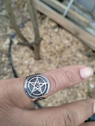 Customer photo review of 925 Sterling Silver Sigil of Baphomet  Inverted Pentagram Satanic Ring