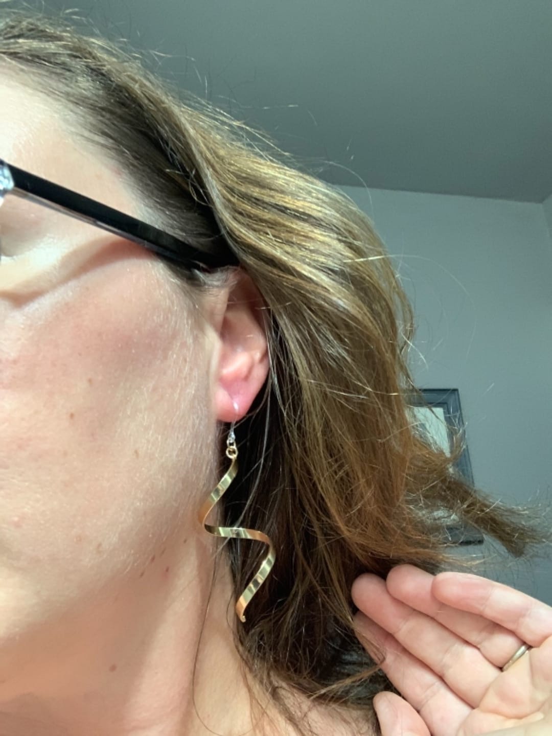 Customer photo review of Spiral Dangles Hypoallergenic Earrings for Sensitive Ears Made with Plastic Posts