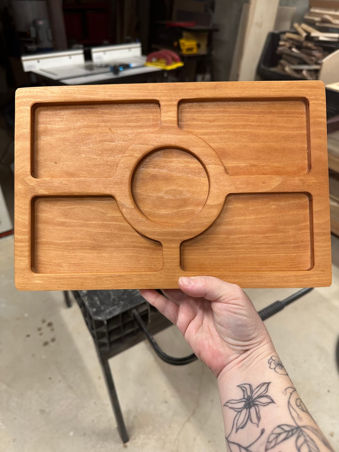 Customer photo review of 11.75x7.75 Five Pocket Tray 02 Acrylic Router Template