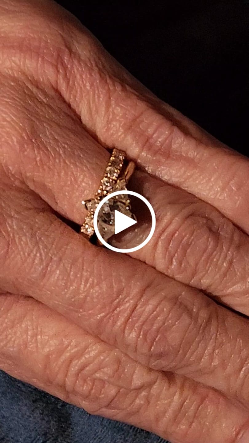 Customer video review of 3 Stone Marquise Earth Mined Diamond Trillion Ring & Matching Band 3 Carats