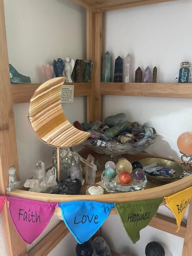 Customer photo review of Yellow Calcite Moon With Stand