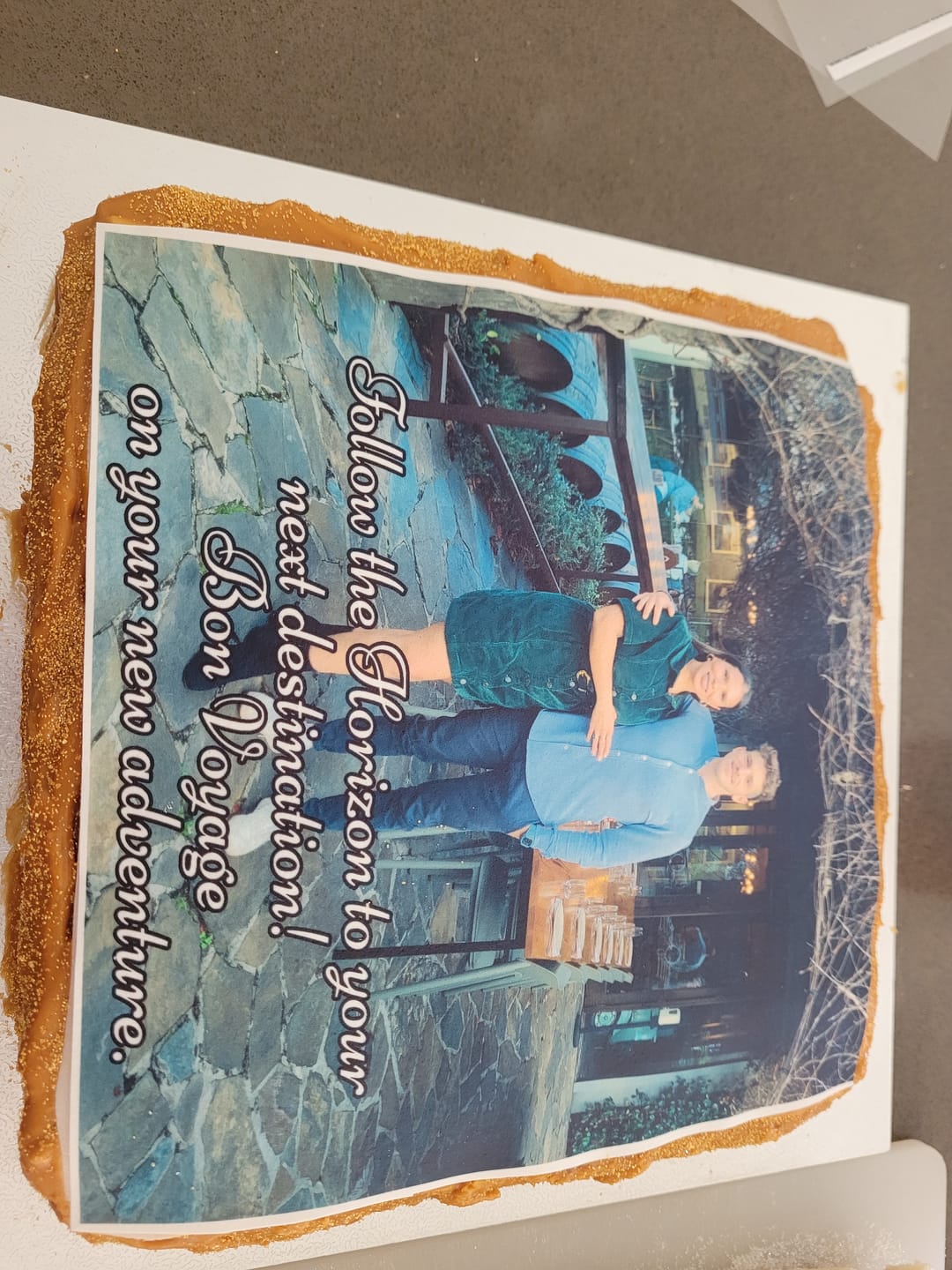 Customer photo review of 19 cm x 19 cm Square Pre-cut Custom Edible Icing Image
