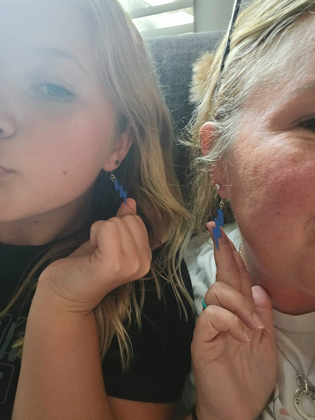 Customer photo review of Lightning Bolt Dangles Hypoallergenic Earrings for Sensitive Ears Made with Plastic Posts