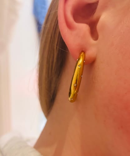 Customer photo review of Skye Crystal Chunky Star Hoop Earrings