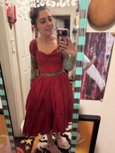 Customer photo review of BACKLOT NON DAMAGED - Vixen Swing Dress in Red - Vixen by Micheline Pitt