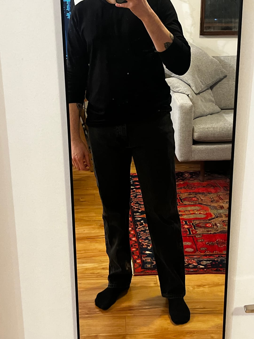 Customer photo review of Vintage Wrangler Pants Mens 34 x 34 Black Denim Jeans
