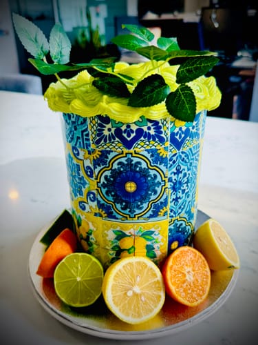 Customer photo review of Mediterranean Portuguese Lemon Blue Tiles - Icing Cake Wrap