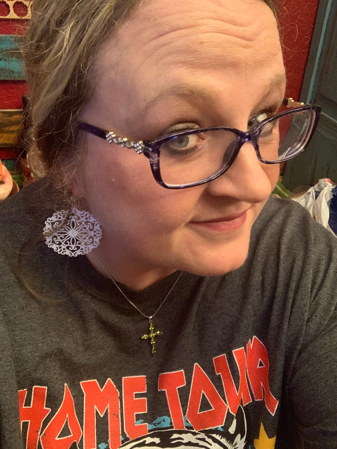 Customer photo review of Hidden Hearts Bubble Wand Dangles Hypoallergenic Earrings for Sensitive Ears Made with Plastic Posts