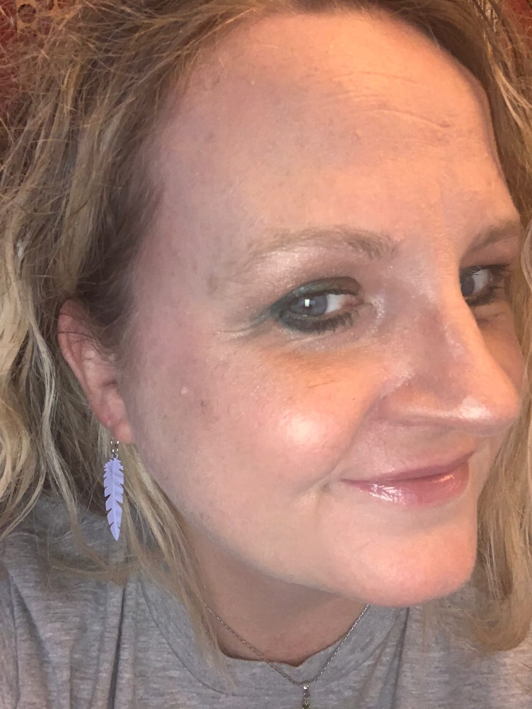 Customer photo review of Dainty Feather Dangles Hypoallergenic Earrings for Sensitive Ears Made with Plastic Posts