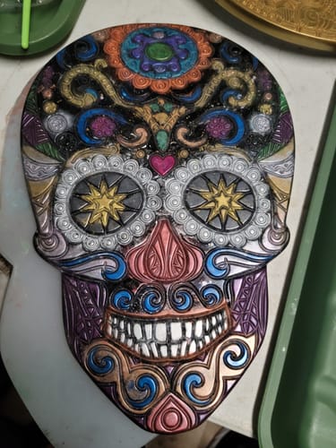 Customer photo review of Sugar Skull Mandala 12x8x3/4" - Silicone Mold