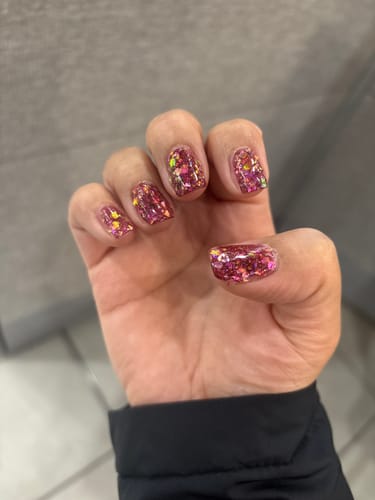 Customer photo review of D443 Garnet (TT2) Red Glitter Dip Powder