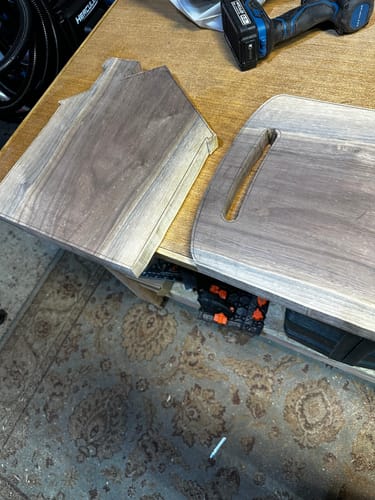 Customer photo review of 14x12" House Shaped Serving Board Acrylic Router Template