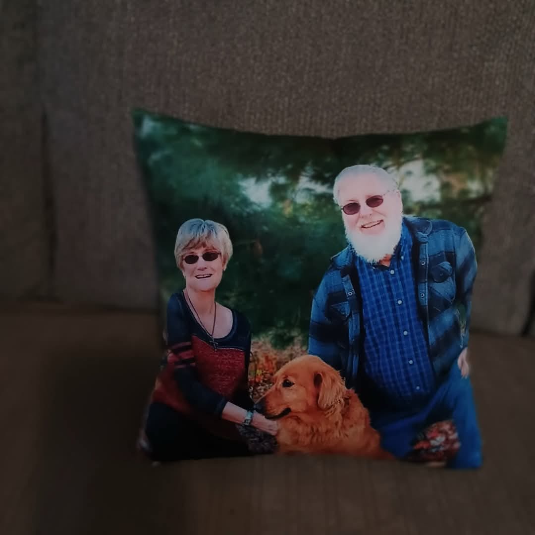 Customer photo review of Custom Photo Pillow with Your Dog Photos, Print Pet Photo on Pillow