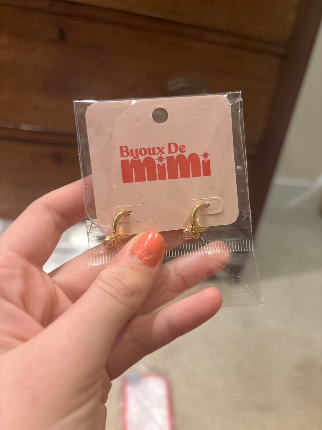 Customer photo review of Ottillie Crystal Gold Raindrop Huggie Earrings