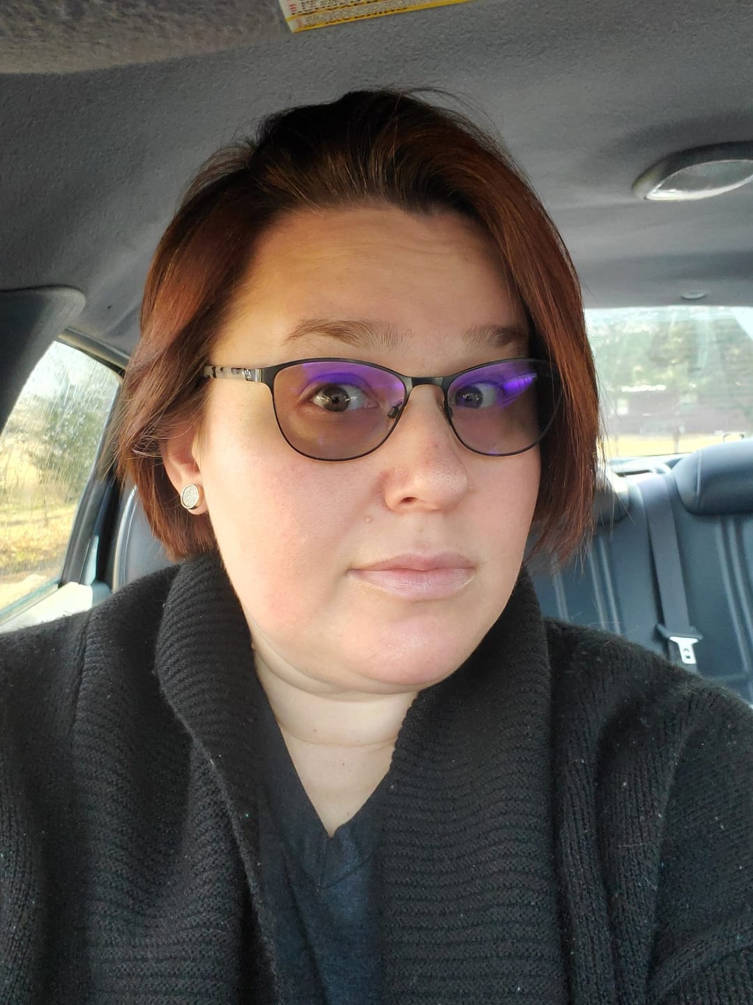 Customer photo review of Gold Rimmed Glitter Studs Hypoallergenic Earrings for Sensitive Ears Made with Plastic Posts