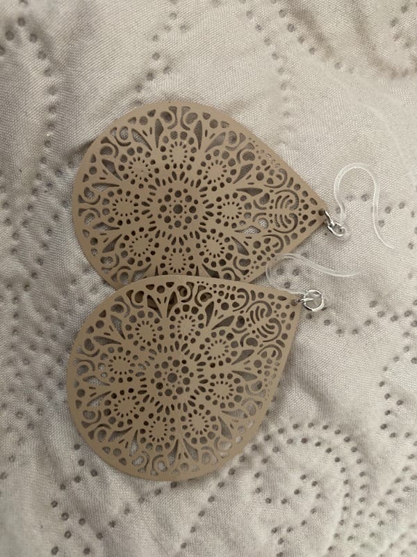 Customer photo review of Joyful Tear Dangles Hypoallergenic Earrings for Sensitive Ears Made with Plastic Posts