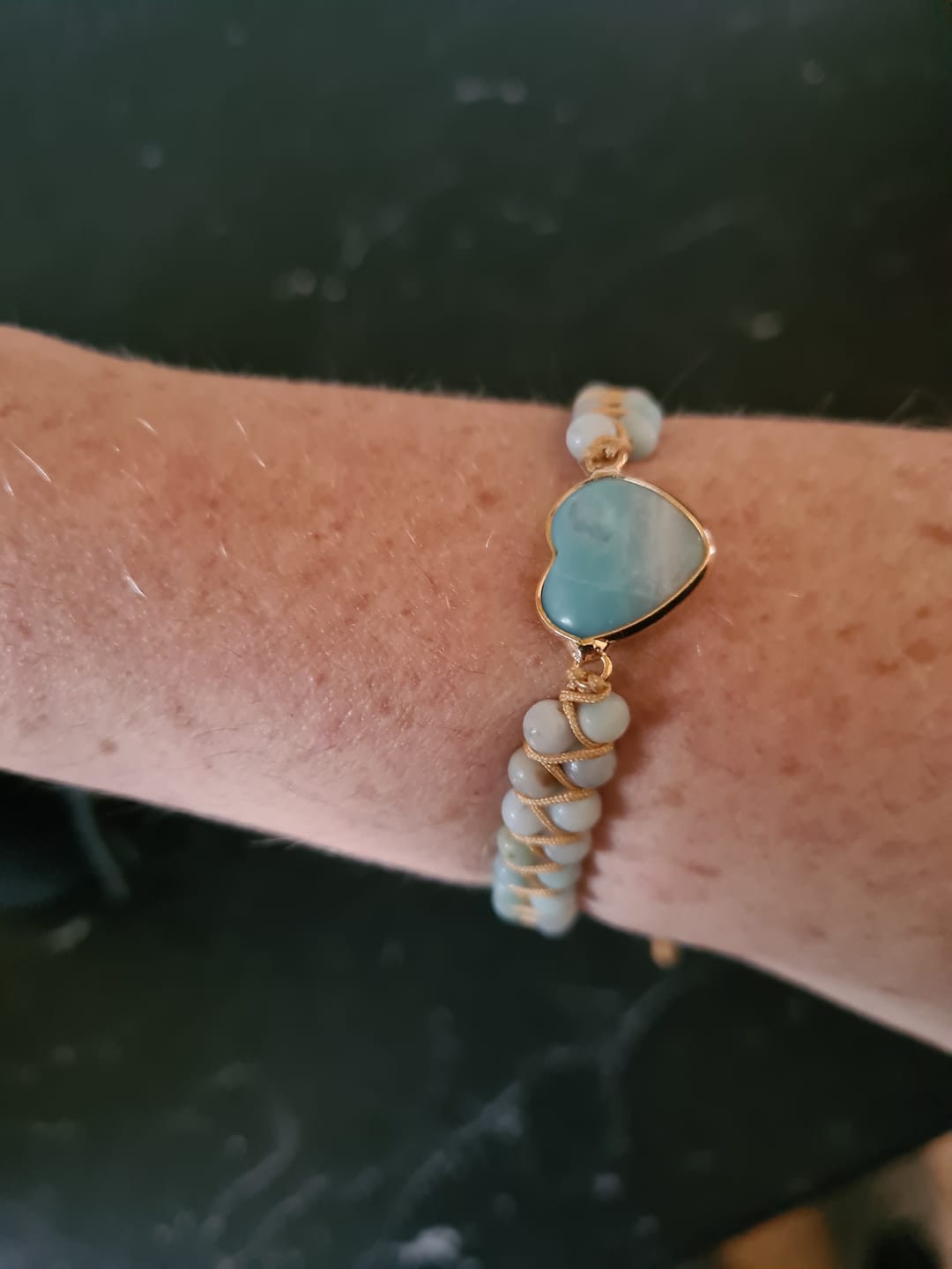Customer photo review of HERZ Amazonit Armband
