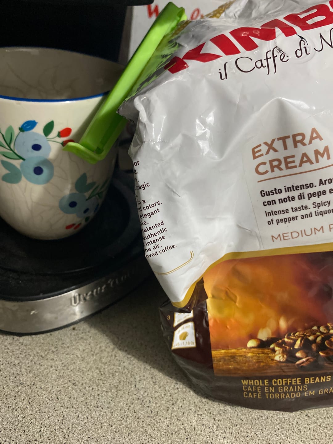 Customer photo review of Kimbo Espresso Extra Cream 1kg Grano Entero