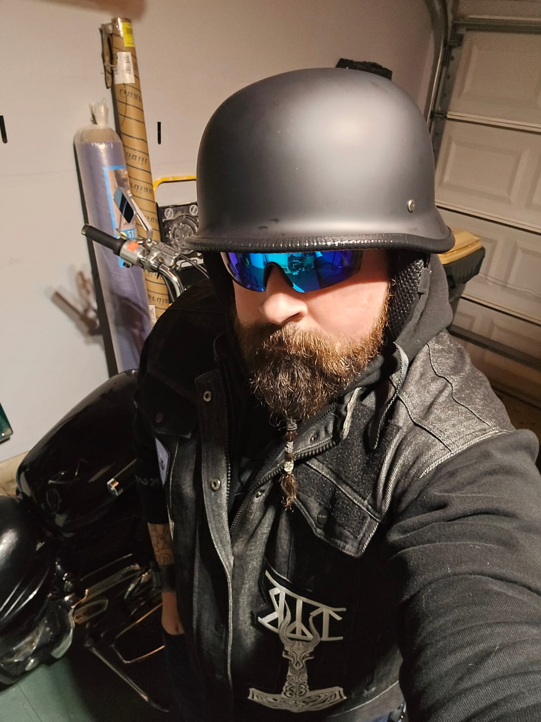 Customer photo review of Mayan Style Half Helmet Lightweight Face German Style DOT Helmet - Matte Black