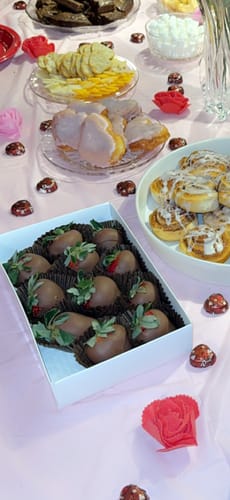 Customer photo review of Chocolate Dipped & Drizzled Fresh Strawberries and Fruits, Pickup and Local Delivery Only