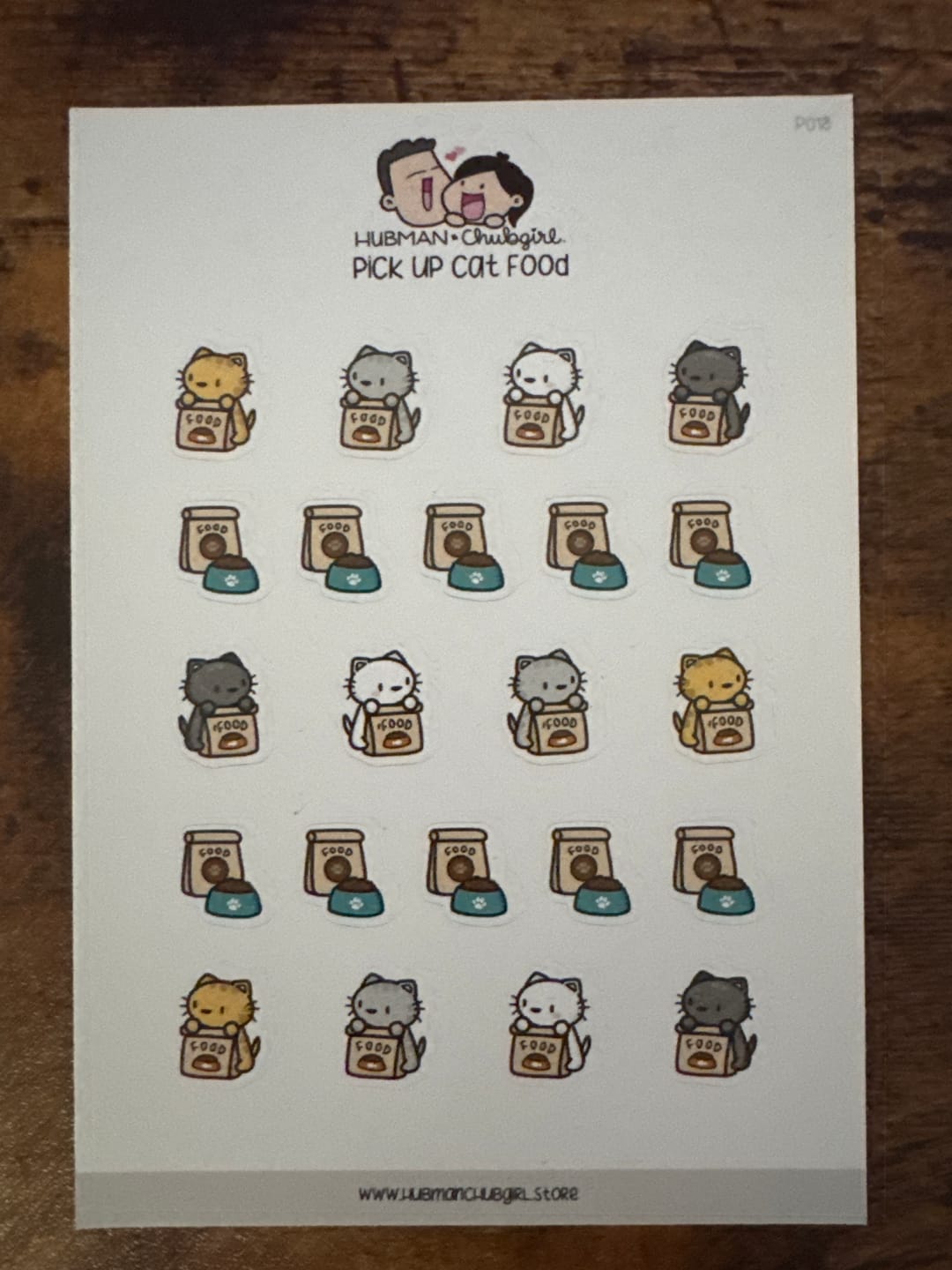 Customer photo review of Pick Up Cat Food Planner Stickers