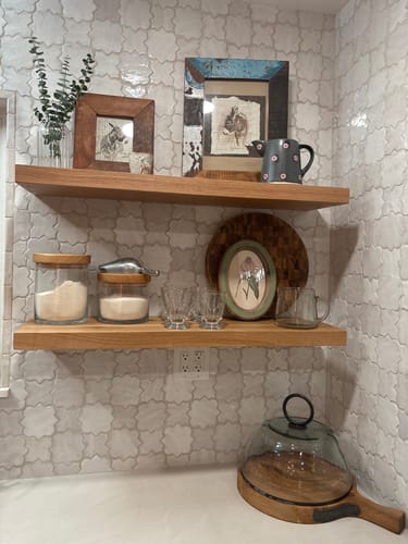Customer photo review of White Oak Floating Shelves