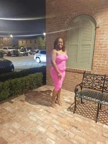 Customer photo review of Show Off Midi Dress (Pink)