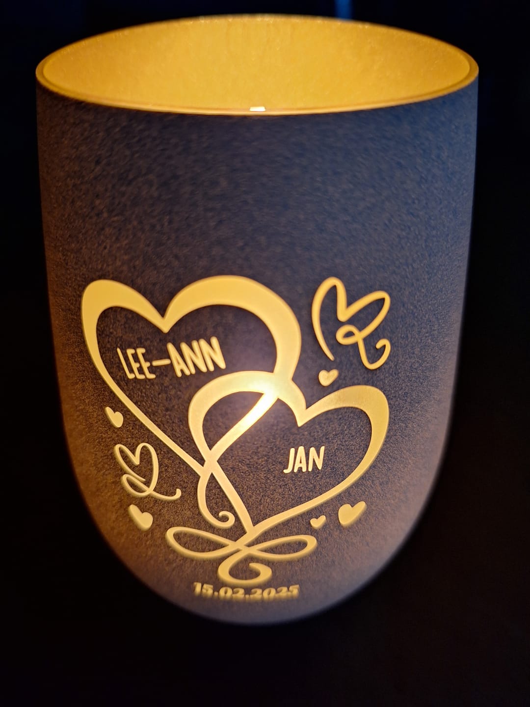 Customer photo review of Unsere Herzen - Paar-Windlicht