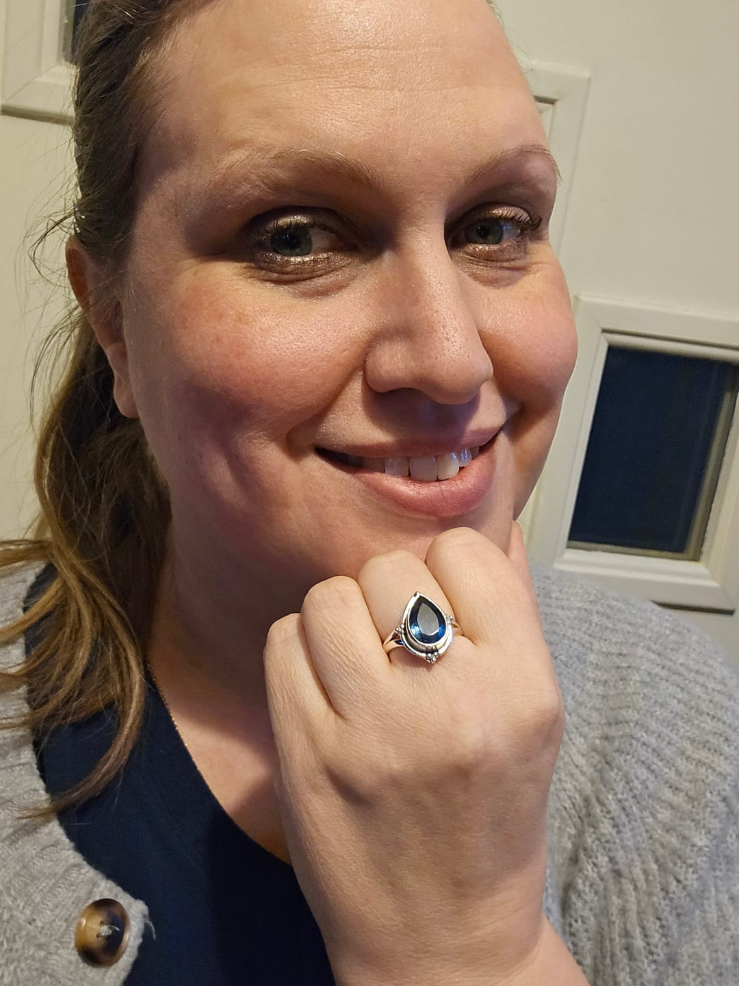 Customer photo review of Fluorite Teardrop Ring