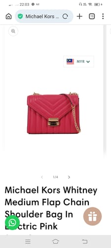 Customer photo review of Michael Kors Whitney Medium Flap Chain Shoulder Bag In Electric Pink 35R4GWHL6U