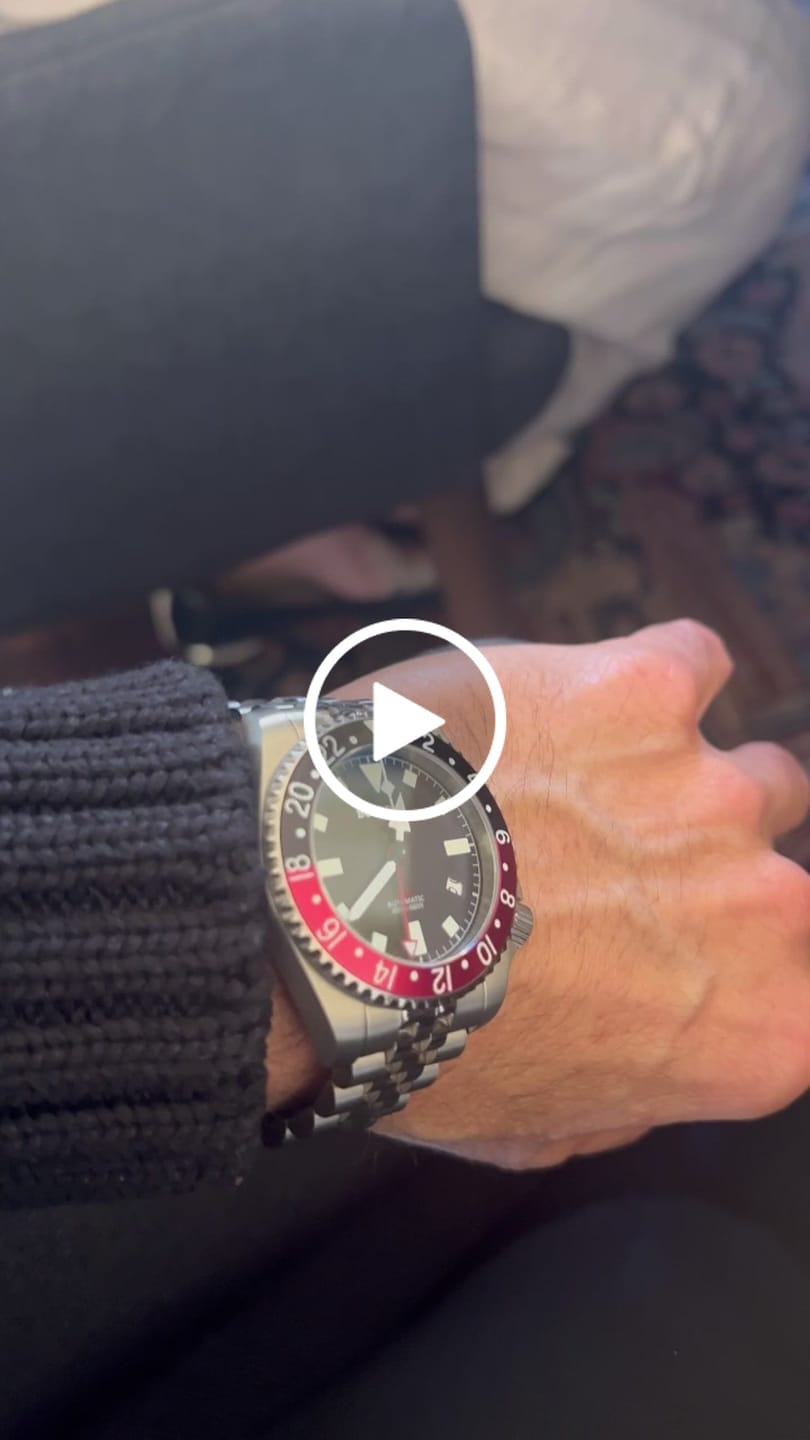 Customer video review of ADMIRAL GMT - 200M Waterproof Titanium Automatic Diver Watch | Black